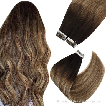 Top selling  wholesale 12"-30" Virgin Human Hair Double Drawn Remy Tape In Hair Extensions For Women Tape in Hair extension